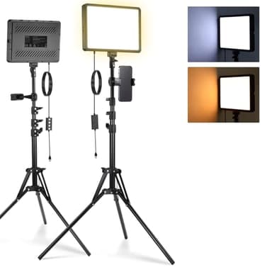 NEEWER BASICS 2PCS Panneaux Lumineux LED, 59'' Trépied et Support, 2700-6500K, 850lux, Éclairage en Plastique à Intensité Variable pour Photographie Tournage Enregistrement Flux, Non Adaptateur, BP300