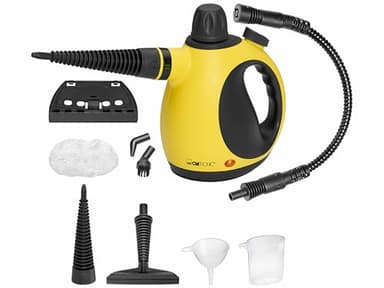 Clatronic Nettoyeur à vapeur - nettoie, dégraisse & désinfecte | Pression de vapeur 3,5 bar maxi | Steam Cleaner avec buse vapeur orientable à 360° & 5m de câble | 9 accessoires inclus| 1050W |DR 3653