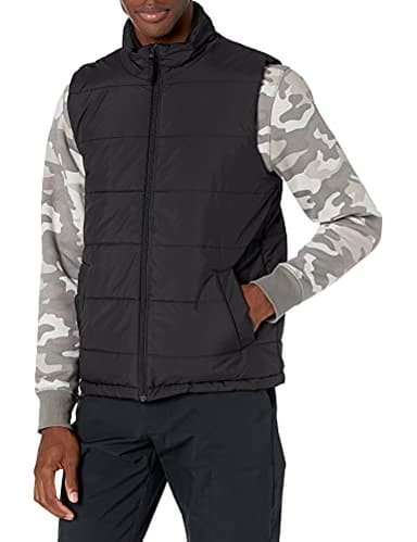 Amazon Essentials Doudoune Isolante Doublée en Polaire d’Épaisseur Moyenne Homme, Noir, L