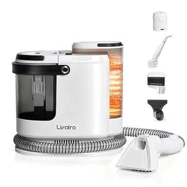 Livatro Shampouineuse Canapé, 1700W Nettoyeur Canapé Tissu, 15KPa Nettoyeur Vapeur Pour Canapé, Double Réservoir 1,6 L + 1,2 L, Fonction Autonettoyante,Injecteur Extracteur Pour Canape,Tissus,Voiture