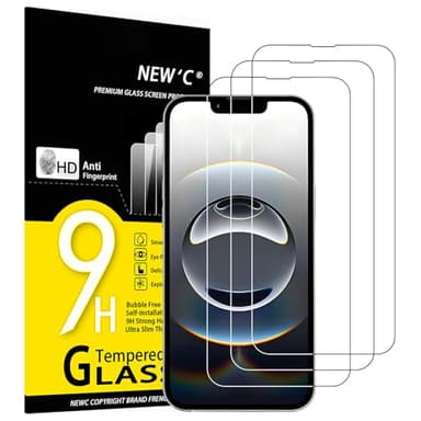 NEW'C Lot de 3, Verre Trempé pour iPhone 16e (6,1 Pouces) Protection efficace contre les Rayures - sans Bulles - Ultra Résistant, Dureté 9H Glass