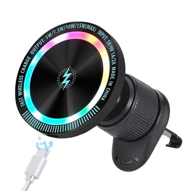 15W Chargeur pour Magsafe Voiture Magnétique Support Telephone Voiture Induction Rotation à 360° Chargeur Voitures sans Fil Compatible avec iPhone 16 15 14 13 12 Plus Pro Max Samsung