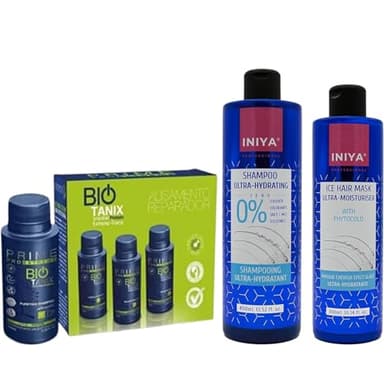 Prime Pro Extreme Bio Tanix Kit 3 X 100ml | Kit Lissage Tanin Taninoplastie Professionnel | Shampooing Sans Sulfate Iniya 400ml + Masque Lissant 400ml