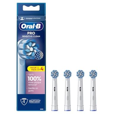 Oral-B Pro Sensitive Clean Lot de 4 têtes de brosse à dents électrique en forme de X et poils extra doux pour un brossage doux et un retrait de la plaque dentaire Blanc