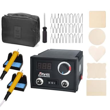 Afantti Kit Appareil Station Pyrograveur Bois Professionnel Set de Outil Machine Fer à Pyrogravure | Double Stylo | 30 Pointes | Température Réglable | pour Adulte Débutant Cuir Gravure Art Artisanat