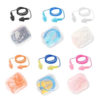 Lot de 6 Bouchons d'oreille Silicone avec Corde - Bouchons d'oreille Insonorisés pour Natation et Anti-Bruit