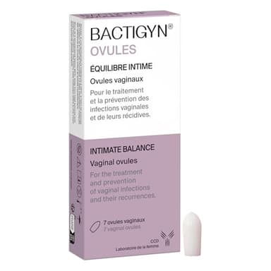 Bactigyn - Ovules vaginaux postbiotiques 5 actions - Traitement et prévention des infections vaginales (vaginites, vaginoses bactériennes, infections fongiques) et de leurs récidives - 7 ovules