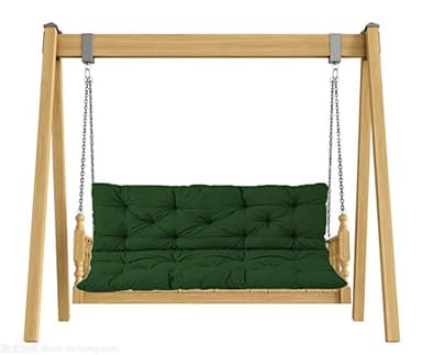 Balancelle de jardin d'extérieur avec dossier 3 places en bois vert foncé 100 x 100 x 8 cm