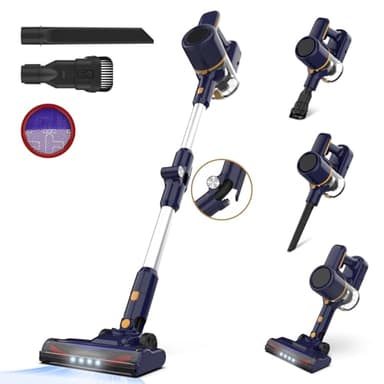 Aspirateur sans Fil, Aspirateur Balai sans Fil Puissant 20000Pa, Aspirateur Pliable, 40Min Autonomie, Aspirateur sans Sac Léger Anti-Emmêlement pour Sol Dur Tapis Poils d'animaux Voiture