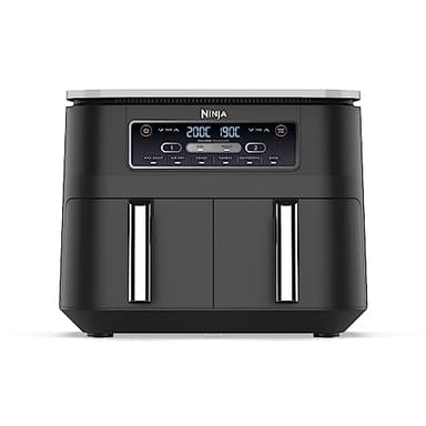 NINJA Foodi Dual Zone Airfryer Digital, 2 Tiroirs, 7,6L, 6-en-1, Sans huile, Air Fry, Max Crips, Rôtir, Cuire, Réchauffer, Déshydrater, Antiadhésif, Paniers lavables au lave-vaisselle, Noir AF300EU