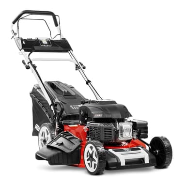 GREENCUT GLM880XE - Tondeuse à Gazon à Essence 224cc 7.5cv, démarrage électrique 4 Temps automoteur, Double Lame Acier 530mm 21", Hauteur de Coupe réglable et Panier d'une capacité de 65L