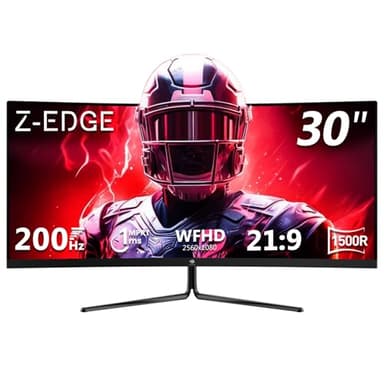 Z-Edge Ecran PC Gamer Incurvé 30'' 200 Hz, 1ms, 2560x1080, FreeSync, Moniteur Gaming Ultra-large 21:9, Inclinaison Réglable, Crosshair, 1500R, 2×HDMI2.0 & 2×DP1.4, RGB, VESA 75*75mm (DP Câble Inclus)