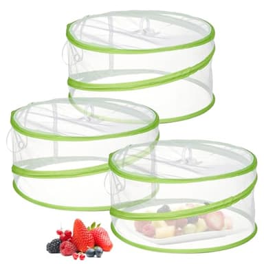3 Pièces Couvercle Nourriture Anti-mouche Maille,30x15cm Cloche Alimentaire Pliable,Cloche Alimentaire Anti Insectes,Couverture Nourriture Maille Pop-up,pour Plats Fruits,Pique-Nique,Camping (Vert)