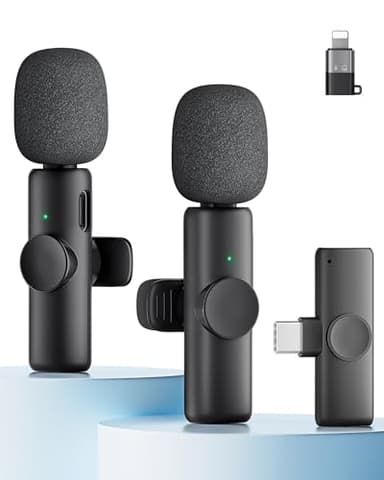 CZOCPOS Micro Cravate sans Fil pour lPhone, lPad et Android, Lot de 2 Mini Microphone sans Fil avec Réduction de Bruit, Plug & Play, Idéal pour Vidéo, Interview, Podcast, Youtube, TikTok, Vlog