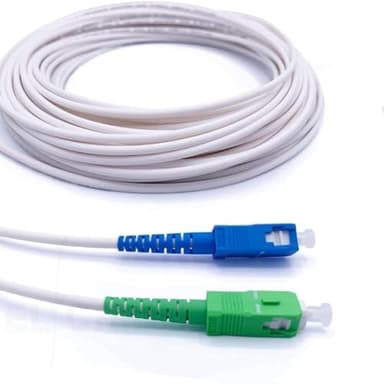 Elfcam - Câble/Rallonge Fibre Optique SC-APC à SC-UPC (Jarretière Optique pour Freebox Free – Delta – One – V2 – Mini – Révolution) Blanc/Vert (5M)