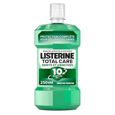 Listerine – Bain de Bouche Total Care Dents et Gencives (bouteille de 250 ml) – Soin bucco-dentaire protection émail 10 bénéfices en 1 – Bain de bouche pour une haleine fraîche durable