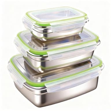 Sunsorld Lunch Box Inox, Lot de 3 Lunch Box 1800ml/850ml/350ml, Boite Hermetique avec Couvercles Hermétiques, Réutilisables Boite Inox Alimentaire pour Fromages, Fruits, Salades