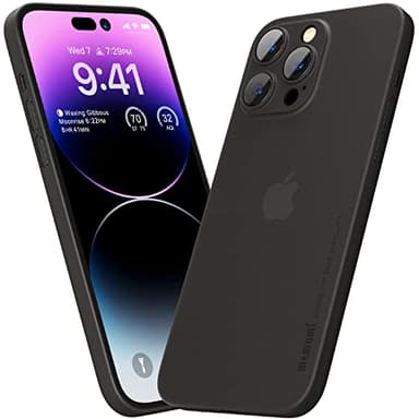 memumi Upgraded Coque pour iPhone 14 Pro Max, 0.3 mm Coque Ultra Mince, Finition Matte [Résistant aux Chocs, Antidérapant, Anti-Rayures].Coque de Protection pour iPhone 14 Pro Max -Trans-Noir