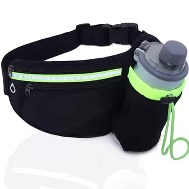 Guyode Ceinture Running, Porte Telephone Course a Pied, Ceinture Hydratation Running, Réglable Convient pour Gym, Voyage, Escalade, Randonnée, Marathon, Vélo (Bouteilles Non incluses) Noir