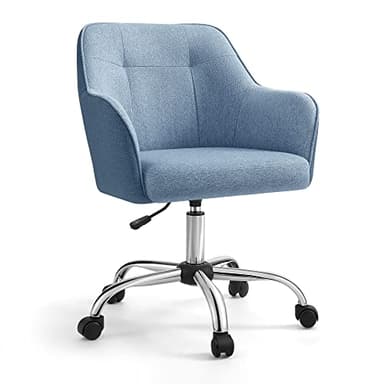 SONGMICS Chaise de Bureau, Fauteuil Ergonomique, Siège Pivotant, Réglable en Hauteur, Capacité 110 kg, Cadre en Acier, Tissu en Coton-Lin Respirant, pour Bureau, Chambre, Bleu OBG019Q01