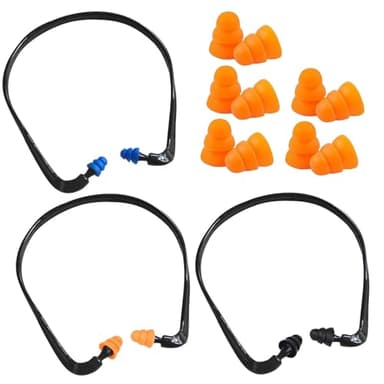 Lot de 3 bouchons oreille fixés à la tête et 5 paires d'embouts de rechange, bouchons anti-bruit en silicone, adaptés pour dormir, nager et travailler