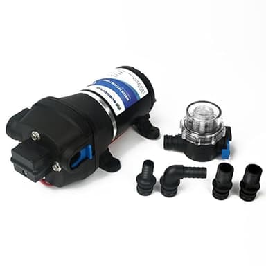 TINMAGI Pompe à Eau Automatique 12V DC, Pompe à Pression 35 Psi, 2,4 Bar, 95W, 12,5 Lpm/min, Fonction Auto-amorçante, Protection Contre les Surcharges, Pompe à Membrane pour Caravane, Bateau, Jardin