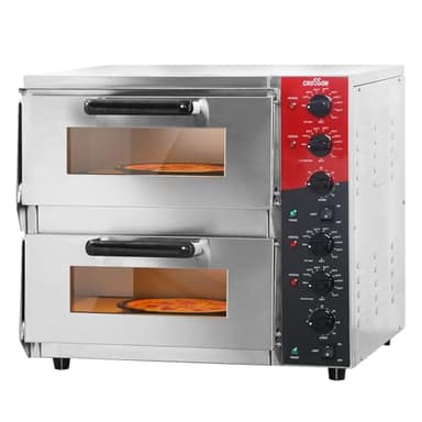 Four à pizza électrique professionnel CROSSON avec surface de cuisson 400x400 mm en pierre d’argile réfractaire pour pizza et pain, température supérieure et inférieure indépendante jusqu’à 350°C