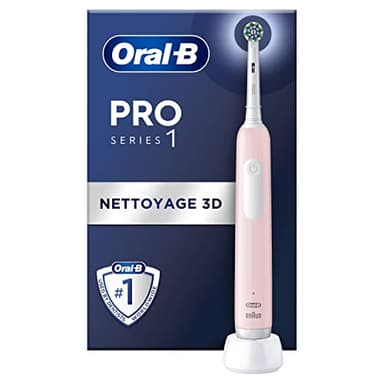 Oral-B Pro 1 Brosse À Dents Électrique Rose, Avec Un Capteur De Pression Pour Protéger Les Gencives Et Les Dents Sensibles, Avec Des Accessoires, 1 Brossette De Rechange, Douce Et Ronde, 1 Chargeur