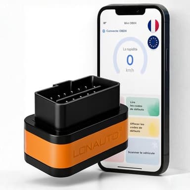 LONAUTO Scanner OBD2 Bluetooth Appli Gratuite en Français | Lecteur Effaceur Codes Défauts pour Voiture Universel | Prise OBD Boitier Additionnel Outil Valise Diagnostic Auto Multimarque Balise Diag