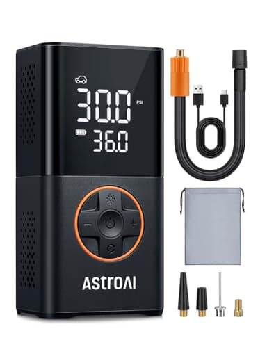AstroAI Gonfleur Pneus Voiture, Compresseur à Air Portatif, Gonfleur Pneus Voiture Sans Fil compacte, avec Batterie Rechargeable pour Vélos, Motos, Boules Gris