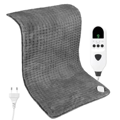 Coussin Chauffant, Tapis Chauffant 30×60cm avec Arrêt Automatique et 9 Niveaux de Température Lavable en Machine, Coussin Chauffant Dos Epaule et Nuque, ChauffantRapide Electrique (Gris, 30x60cm)