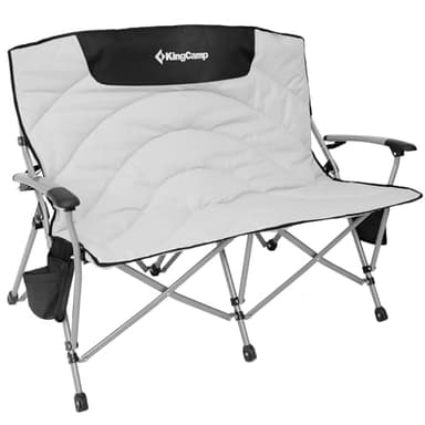 KingCamp Chaises de Camping Doubles pour Adultes - 300 kg - Chaise de Camping Robuste - Canapé 2 Places en Aluminium avec accoudoirs - Causeuse surdimensionnée pour Camping, Pique-Nique, pêche,