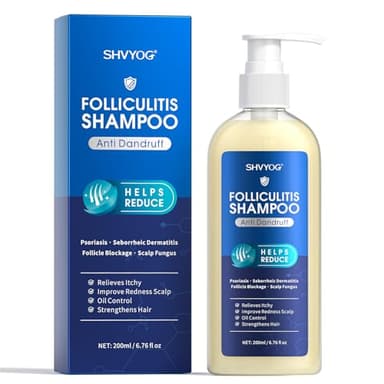 Shampoing pour Folliculite, Shampoing Antipelliculaire, RéDuit les Pellicules, Soulage les DéMangeaisons et les Rougeurs du Cuir Chevelu, Antifongique, pour la Dermatite SéBorrhéIque, Folliculite