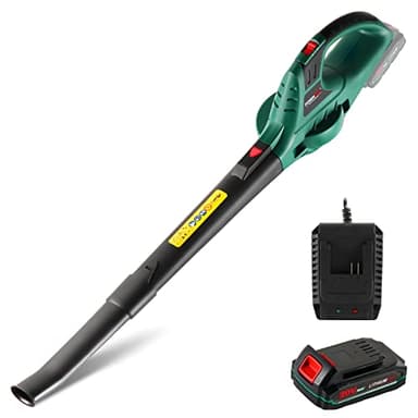POSENPRO Souffleur de Feuilles sans Fil, Souffleur Batterie 20V, Souffleur à Feuilles avec Batterie 2,0 Ah et Chargeur, 2 Vitesse Max 250cfm, Leaf Blower 350m³/h, pour Cour, Pelouse, Jardin