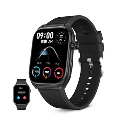 KSIX Smartwatch Urban Move noir, écran AMOLED 2,06", messages, mains libres, assistant vocal, 100+ modes sportifs
