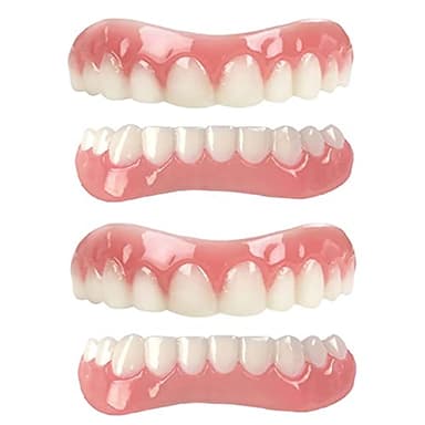 ATFIPAN 2 Pairs-Immédiat Prothèses Dentaires Cosmétiques Silicone Dentier Haut Et Bas Sourire Parfait, pour Homme Et Femme Amovible Naturel Fausse Dents Provisoire Facette