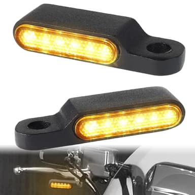 DREAMIZER Clignotants LED pour Guidon pour Moto Universels Compatible avec Harley Sportster Dyna Honda Shadow Kawasaki Vulcan Yamaha V-Star Road Star