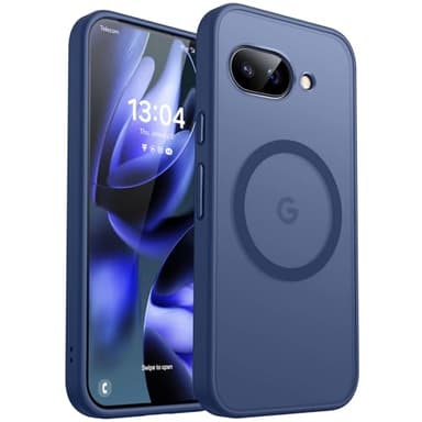 CANSHN Coque Magnétique pour Google Pixel 9a (6,3 Pouces), [Protection Complète de l'appareil Photo] Housse Fond Mat Translucide,Bleu Foncé