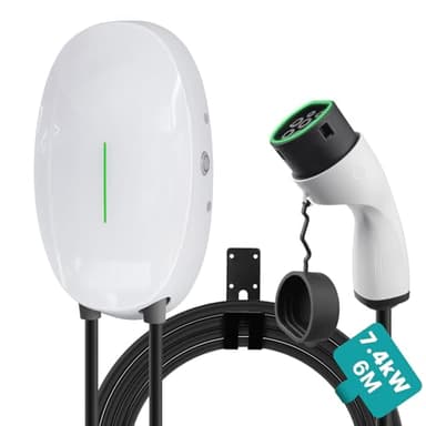 Teskee Chargeur EV Type 2 Wallbox Home Station de recharge de voiture EV intelligente pour toutes les voitures EV et hybrides rechargeables à l'extérieur et à l'intérieur 7,2kW 32A 6 Metros Monofásico