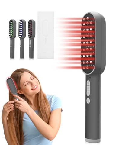 Brosse Thérapie Capillaire 4 en 1, Lumière LLLT 630nm 460nm 850nm, RF EMS ION, Soin du Cuir Chevelu, Brosse Laser pour la Pousse des Cheveux