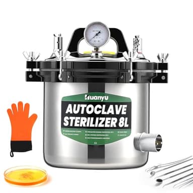 Huanyu Stérilisateur Autoclave 8L avec double valve Autoclave électrique à vapeur de laboratoire Anti-brûlure sèche Stérilisateur à vapeur à haute pression pour les laboratoires Universités