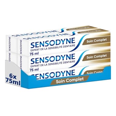 SENSODYNE - Dentifrice Soin Complet - Soin d'Hygiène Bucco-dentaire Tout en Un avec Protection 24/7 Cliniquement Prouvée Contre la Sensibilité Dentaire - 6 x 75 ml