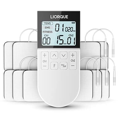 LIORQUE Muscle Stimulator, TENS Muscle Stimulator with 2 Independent Channels, With 3 Modes of Operation of TENS/EMS/FITNESS for a total of 50 Massage Programs