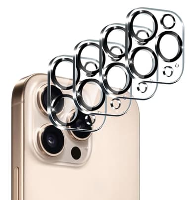 ivoler [4 pièces Caméra Arrière Protecteur pour iPhone 14 Pro/15 Pro /16 Pro/iPhone 14 Pro Max /15 Pro Max /16 Pro Max Caméra, Protection Camera [Anti Rayures] Ultra Résistant Film Verre Trempé