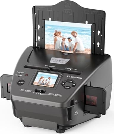 Scanner de Diapositives, de négatifs et de Photos avec Conversion des négatifs/Diapositives 35 mm au Format numérique JPEG, Scanner de négatifs 14MP/22MP, Carte mémoire de 4 Go Incluse