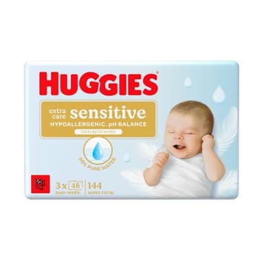 Huggies Pure Extra Care Sensitive Lingettes humides pour bébé, 99% d'eau, sans plastique, sans parfum