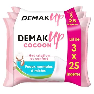 Demak'Up Cocoon - Lingettes à démaquiller - Peaux Normales ou Mixtes - 75 Lingettes démaquillantes