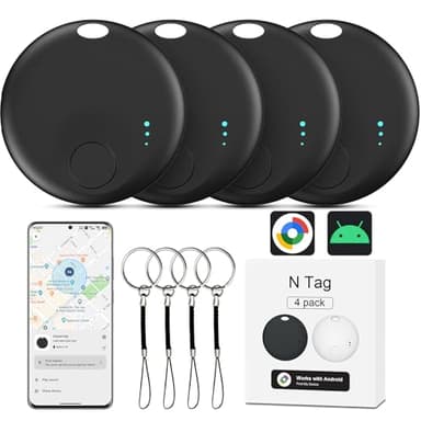 Air Tracker Android, 4 Traceur Localisateur D’Objets Bluetooth, Smart Tracker Tag Fonctionne avec l’app Google Localiser (Uniquement Android), Smart Traceur Tag pour clés, Bagages