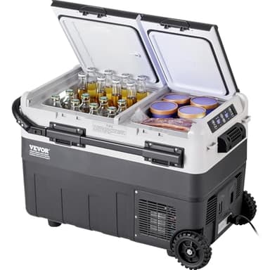 VEVOR Réfrigérateur Portable à Compression 50 L, Glacière de Voiture 12 V, Mini Frigo à Double Zone, Température Réglable -20 °C à 20 °C, Congélateur Portable avec Roues pour Camion Bateau Camping