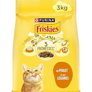 FRISKIES | Chat | Croquettes complètes pour Chats Adultes | Au Poulet et aux Légumes | Aliment Complet Riche en Vitamines et Minéraux | Sac | 3 KG